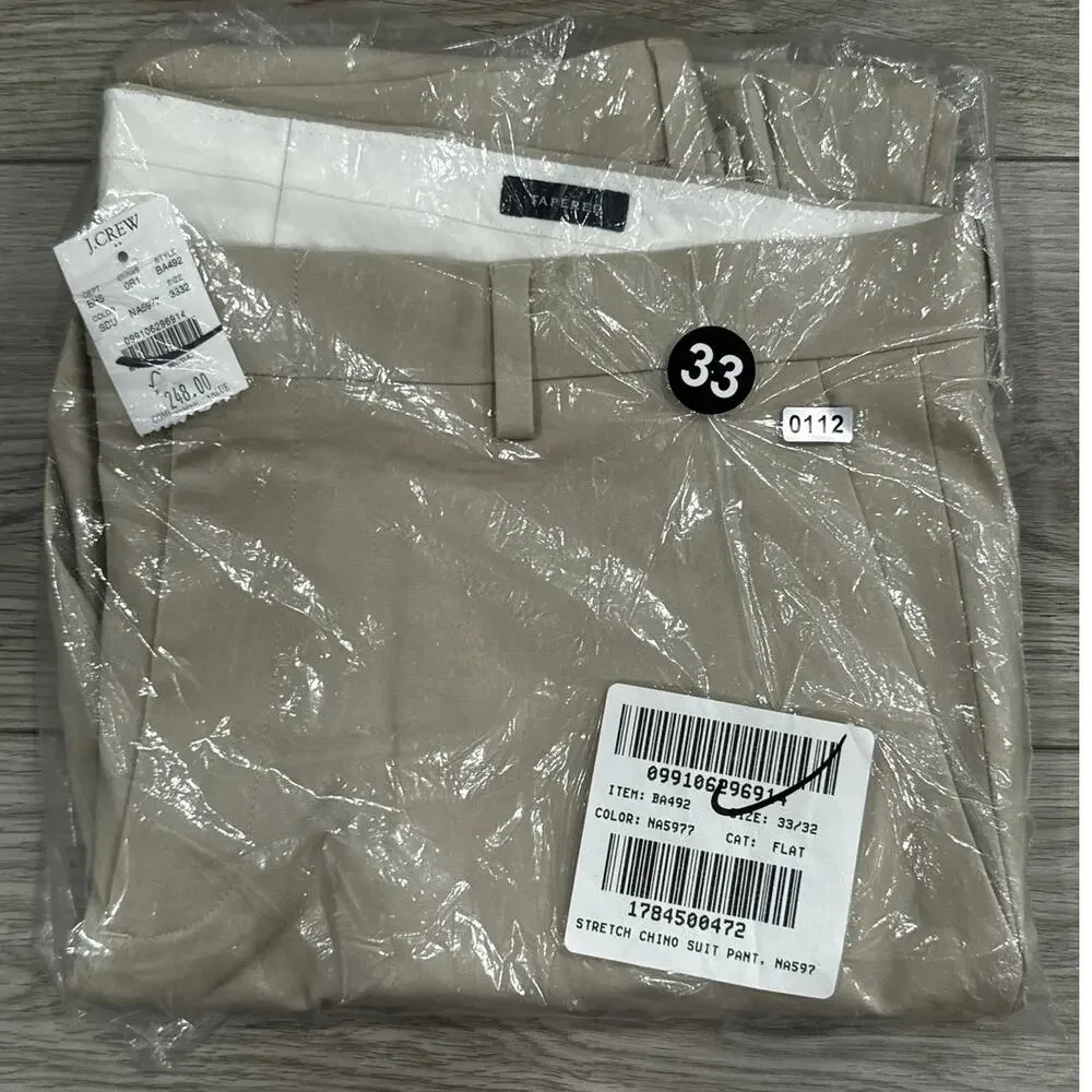 J.Crew Factory  Slim-fit Thompson chino suit pant Sandy Dune 33/32